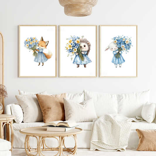 maigie zvēriņi · sienas plakātu komplekts bērnistabai (3 gab.)