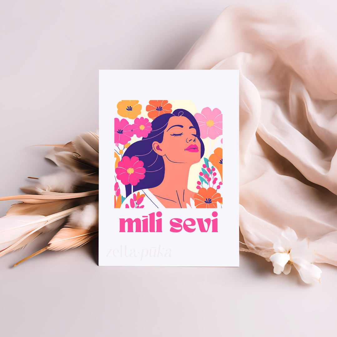 Mīli sevi - apsveikuma kartiņu komplekts 10gb. - Zelta Pūka