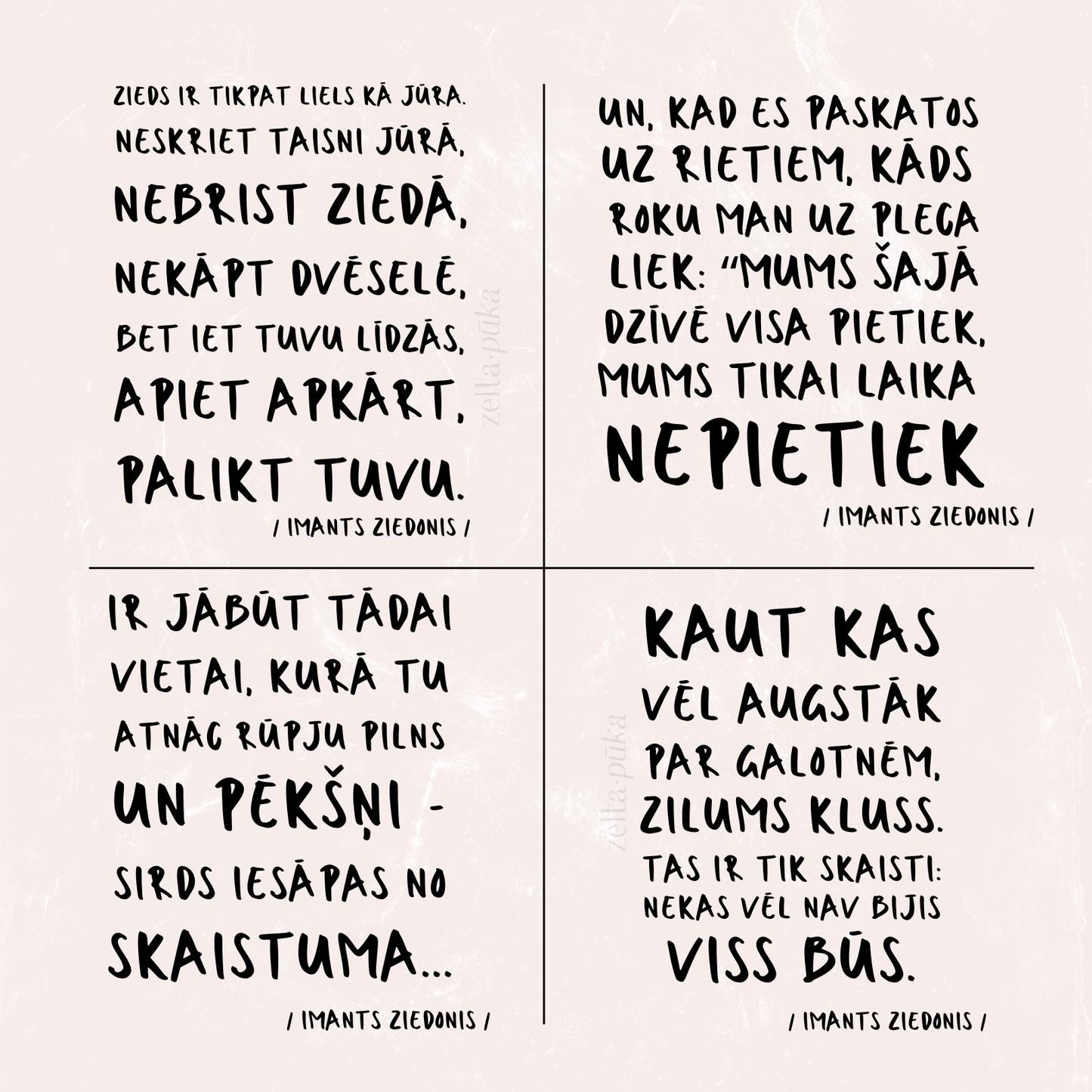 Krūzes ar Imanta Ziedoņa citātiem