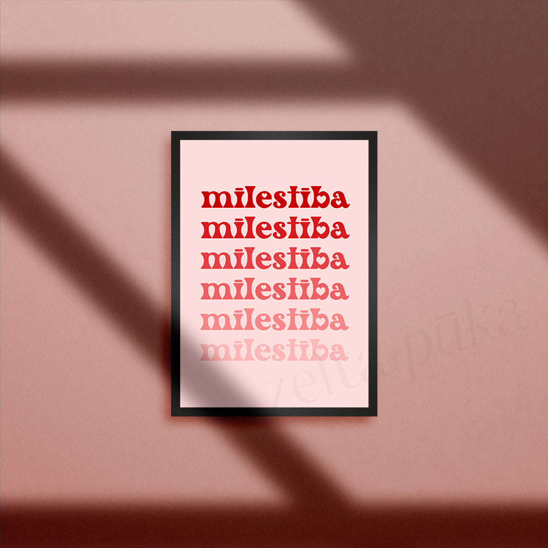 Mīlestība - dekoratīva izdruka A5, A4, A3 - Zelta Pūka