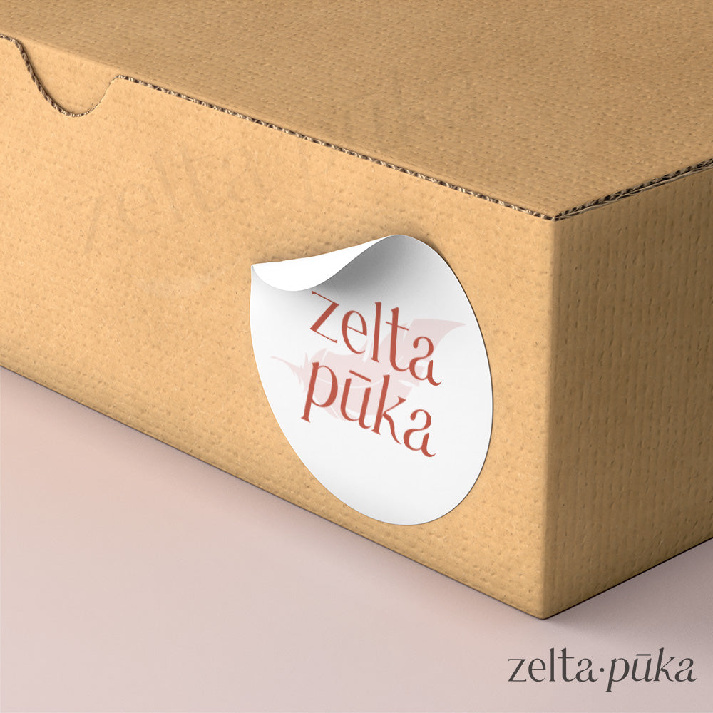 Glancētas apaļas uzlīmes ar Tavu logo - Zelta Pūka