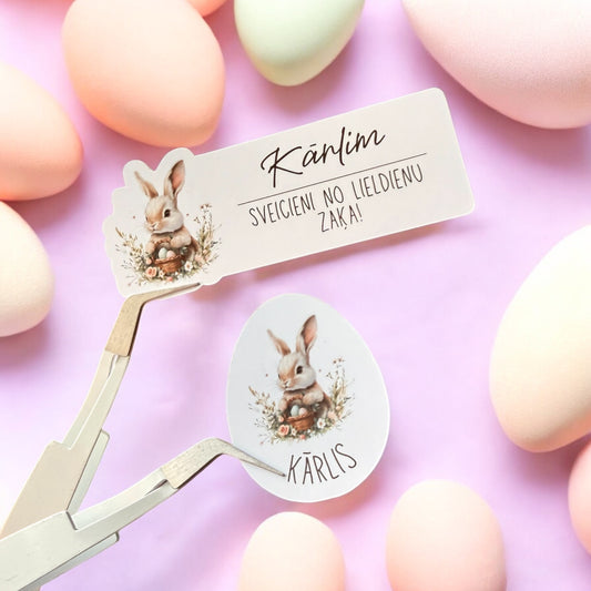 Personalizētas Lieldienu uzlīmes ar vārdu (39gb.) - Zelta Pūka