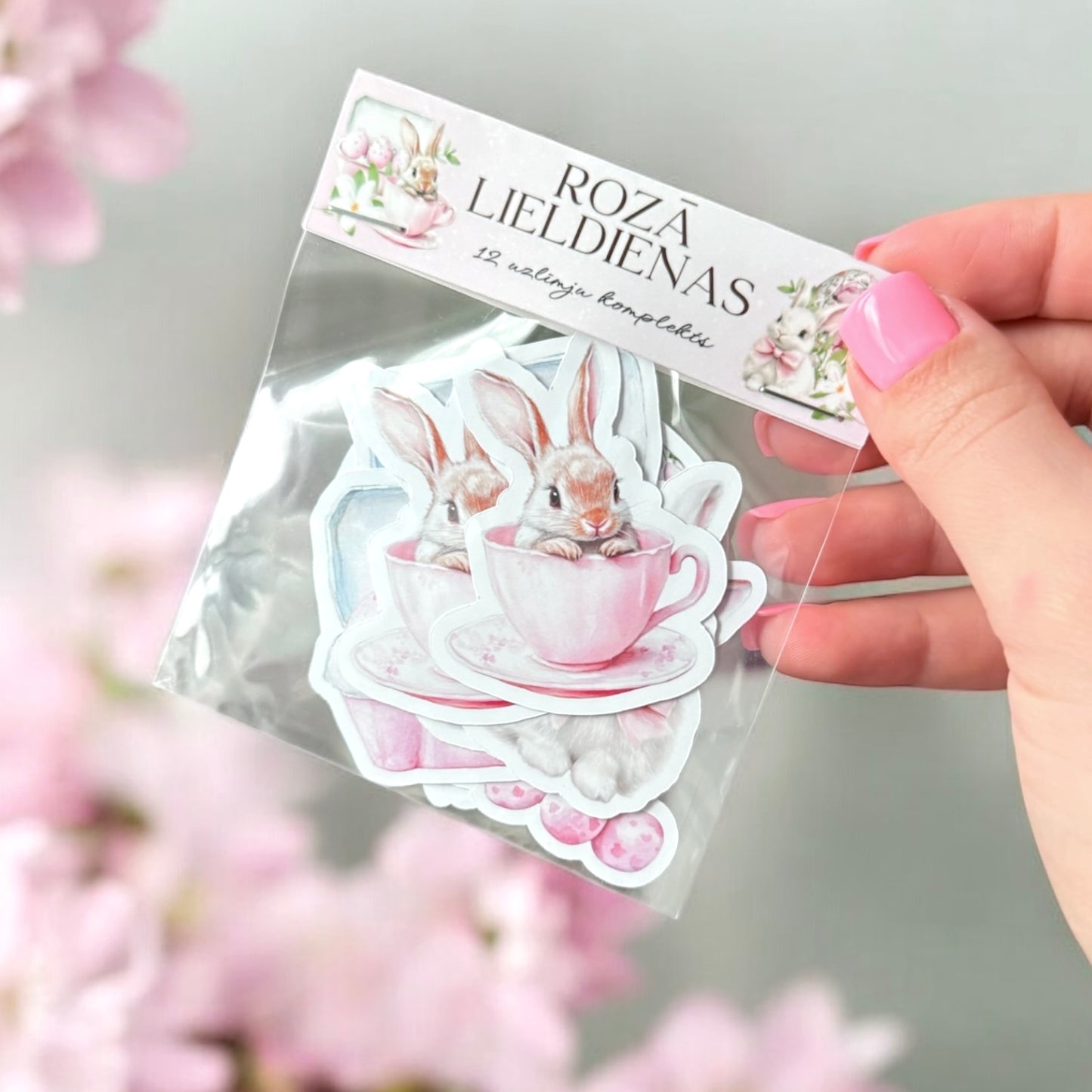 ROZĀ LIELDIENAS uzlīmju komplekts 12gb. - Zelta Pūka