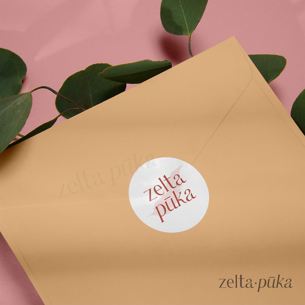 Glancētas apaļas uzlīmes ar Tavu logo - Zelta Pūka