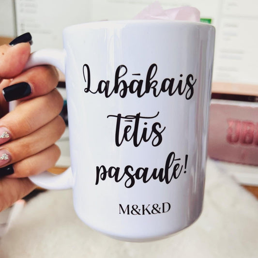 Lielā keramikas krūze ar tavu tekstu - Zelta Pūka