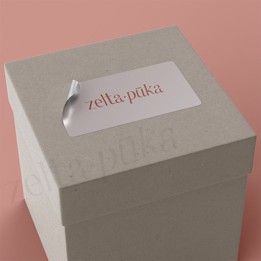 Taisnstūra uzlīmes ar Tavu logo - Zelta Pūka