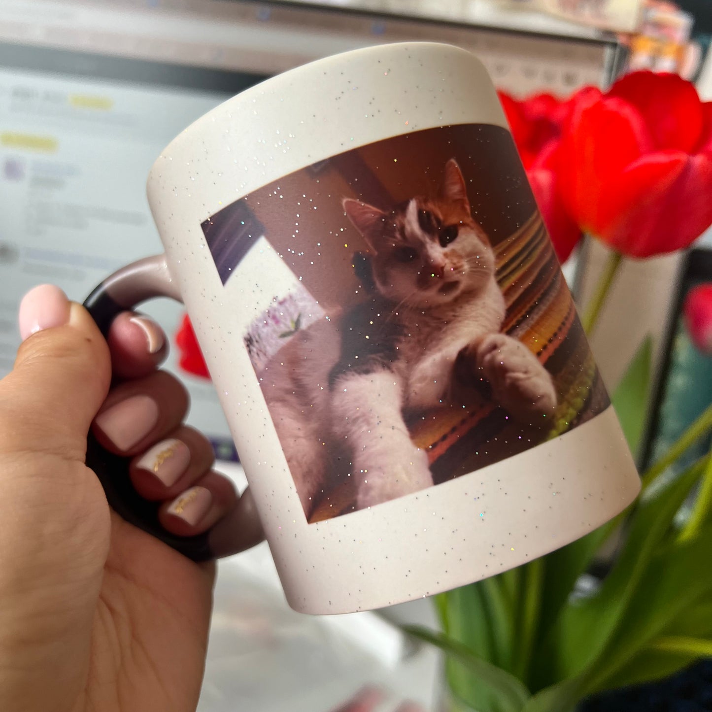Maģiskā krūze ar spīdumiņiem, personalizētu tekstu vai foto - Zelta Pūka