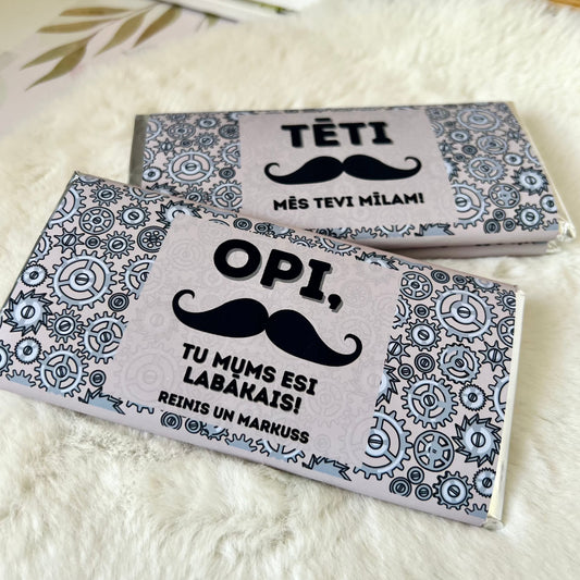Personalizēta šokolāde tētim ar ūsu dizainu - Zelta Pūka