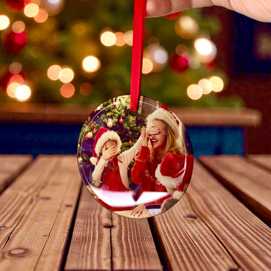 Stikla eglītes rotājums ar fotogrāfiju