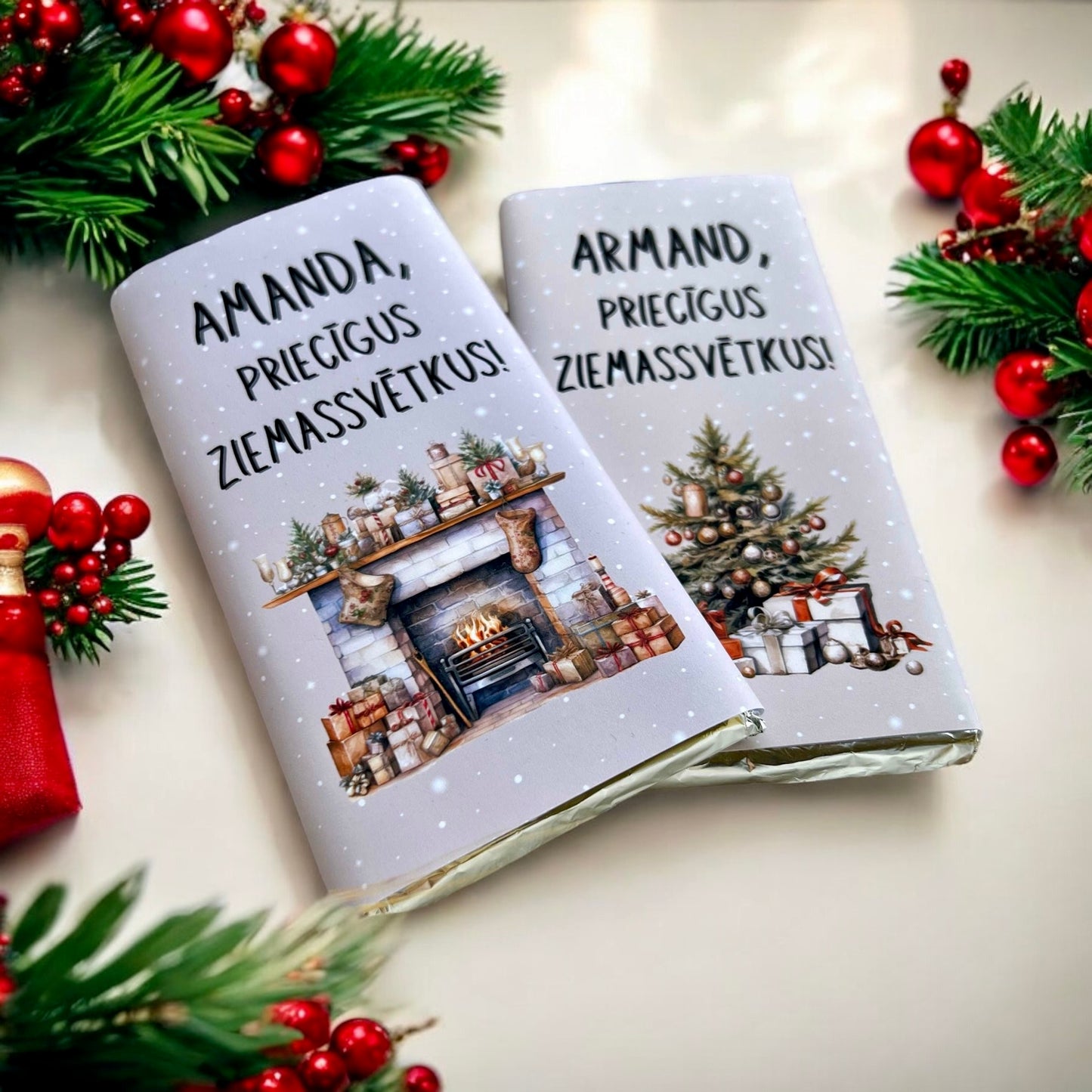 "Svētku mājīgums" personalizētas šokolādes ar vārdu - Zelta Pūka
