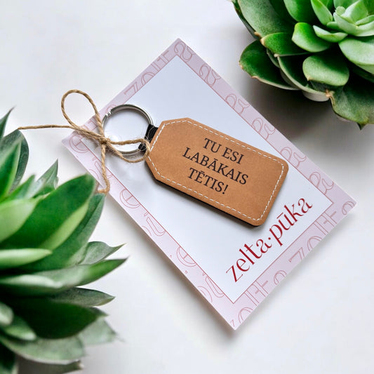 Rectangular leather pendant with print