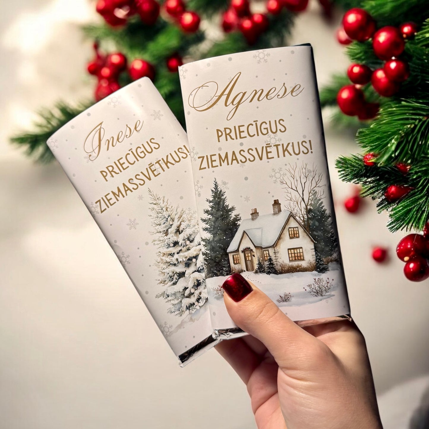 BOHO ZIEMASSVĒTKI - personalizētas šokolādes ar vārdu - Zelta Pūka