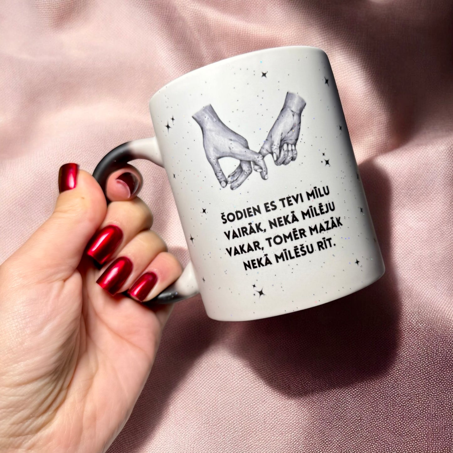 Maģiskā krūze “Pieskāriens” ar personalizētu tekstu - Zelta Pūka
