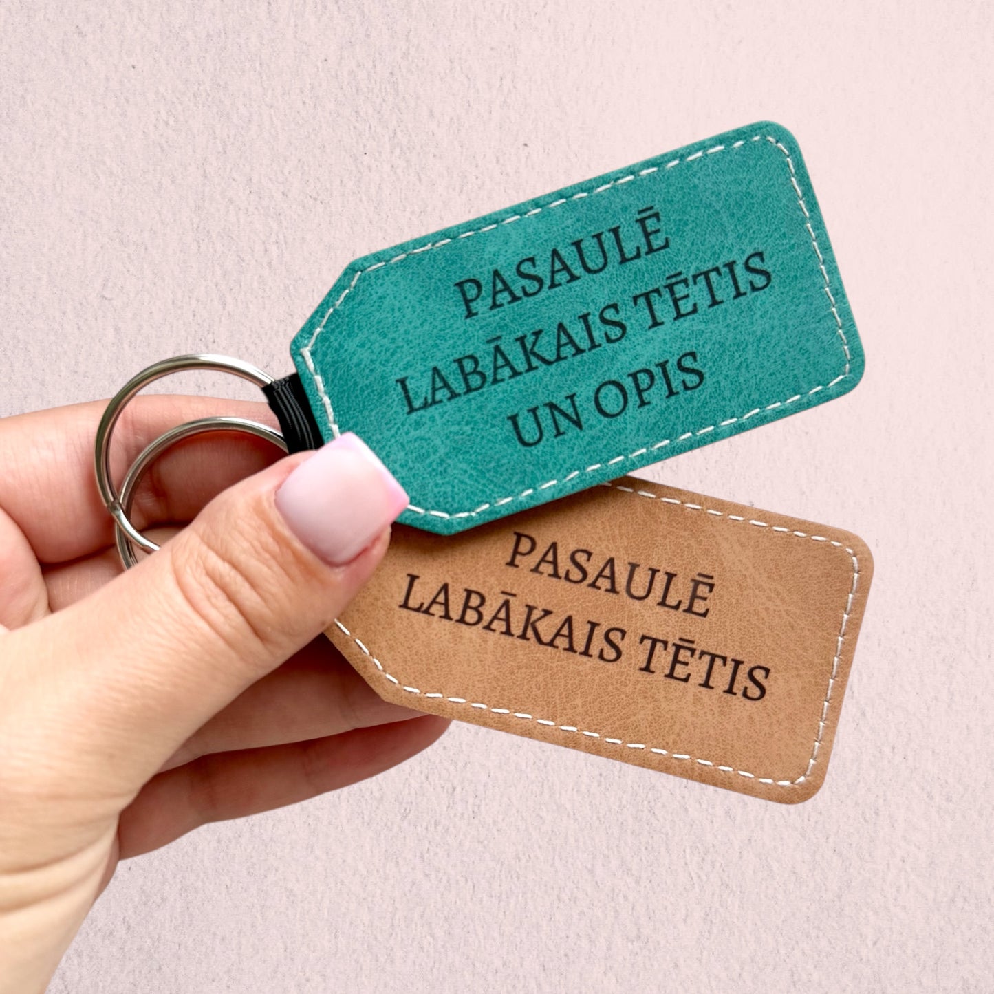 Taisnstūra ādas piekariņš ar apdruku - 3 krāsas