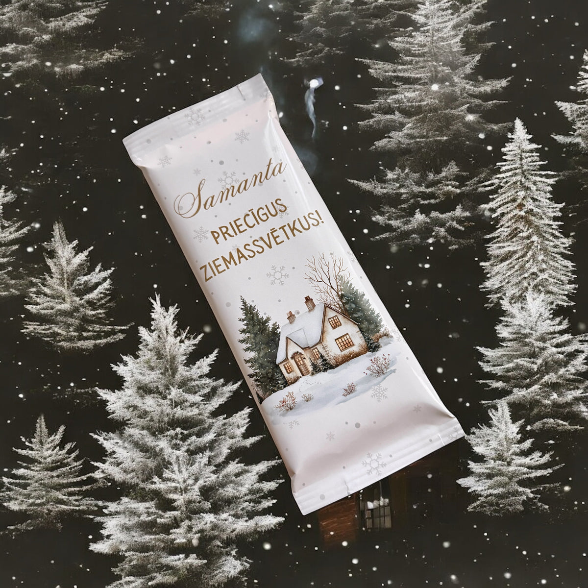BOHO ZIEMASSVĒTKI - personalizēta šokolāde ar vārdu - Zelta Pūka