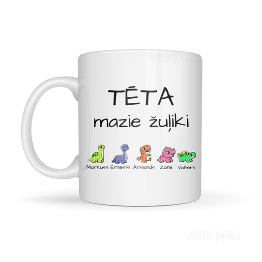 Mazie žuļiki - personalizēta krūze ar dinozauriņiem - Zelta Pūka