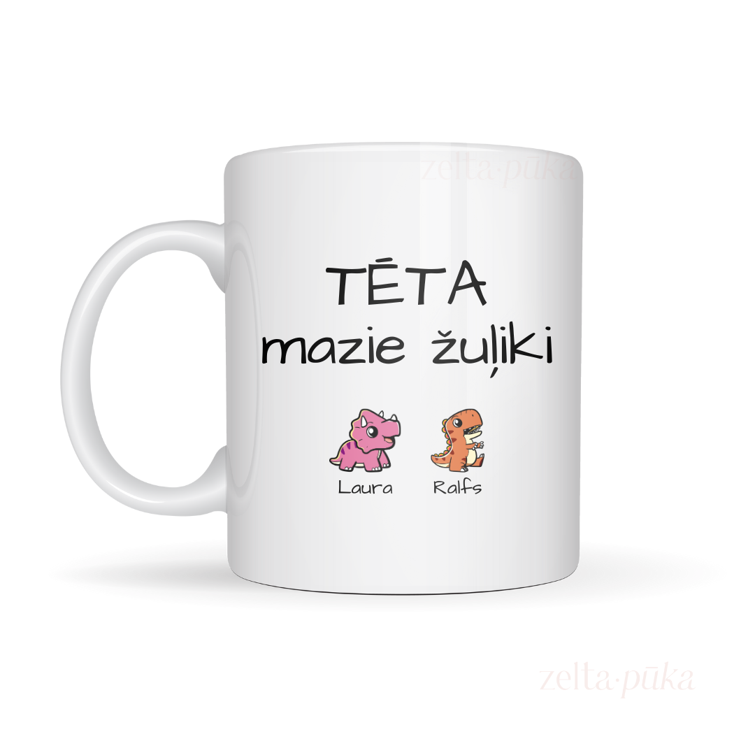 Mazie žuļiki - personalizēta krūze ar dinozauriņiem - Zelta Pūka