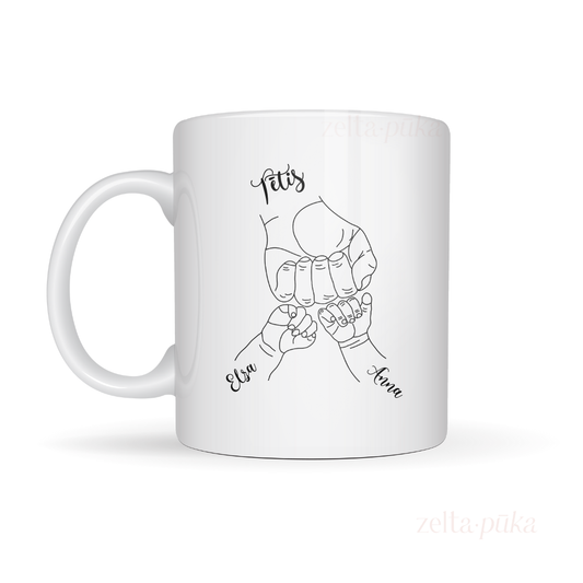 Personalizēta krūze tētim ar rociņām - Zelta Pūka