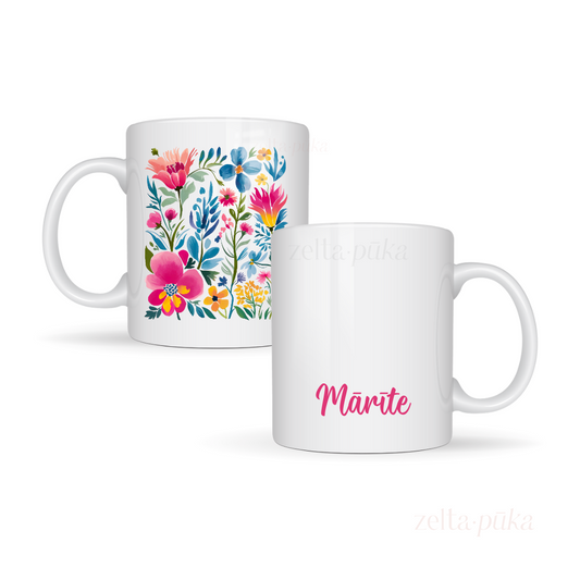 Ziedi - personalizēta krūze