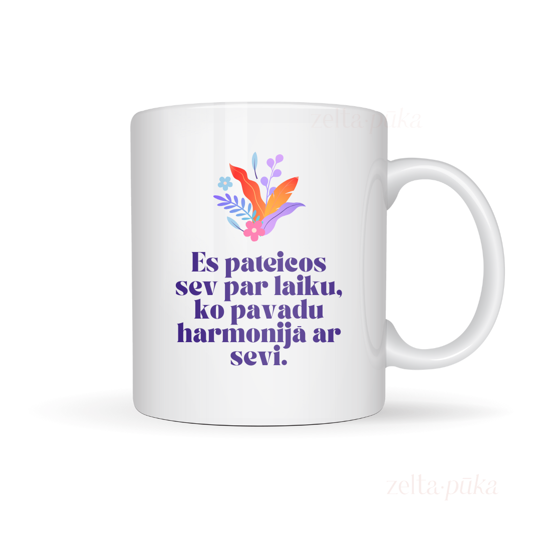 Sievišķība - personalizēta krūze ar tavu vārdu un afirmāciju - Zelta Pūka
