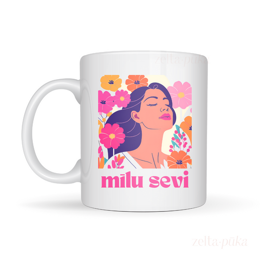 Mīlu sevi - personalizēta krūze ar tavu tekstu - Zelta Pūka