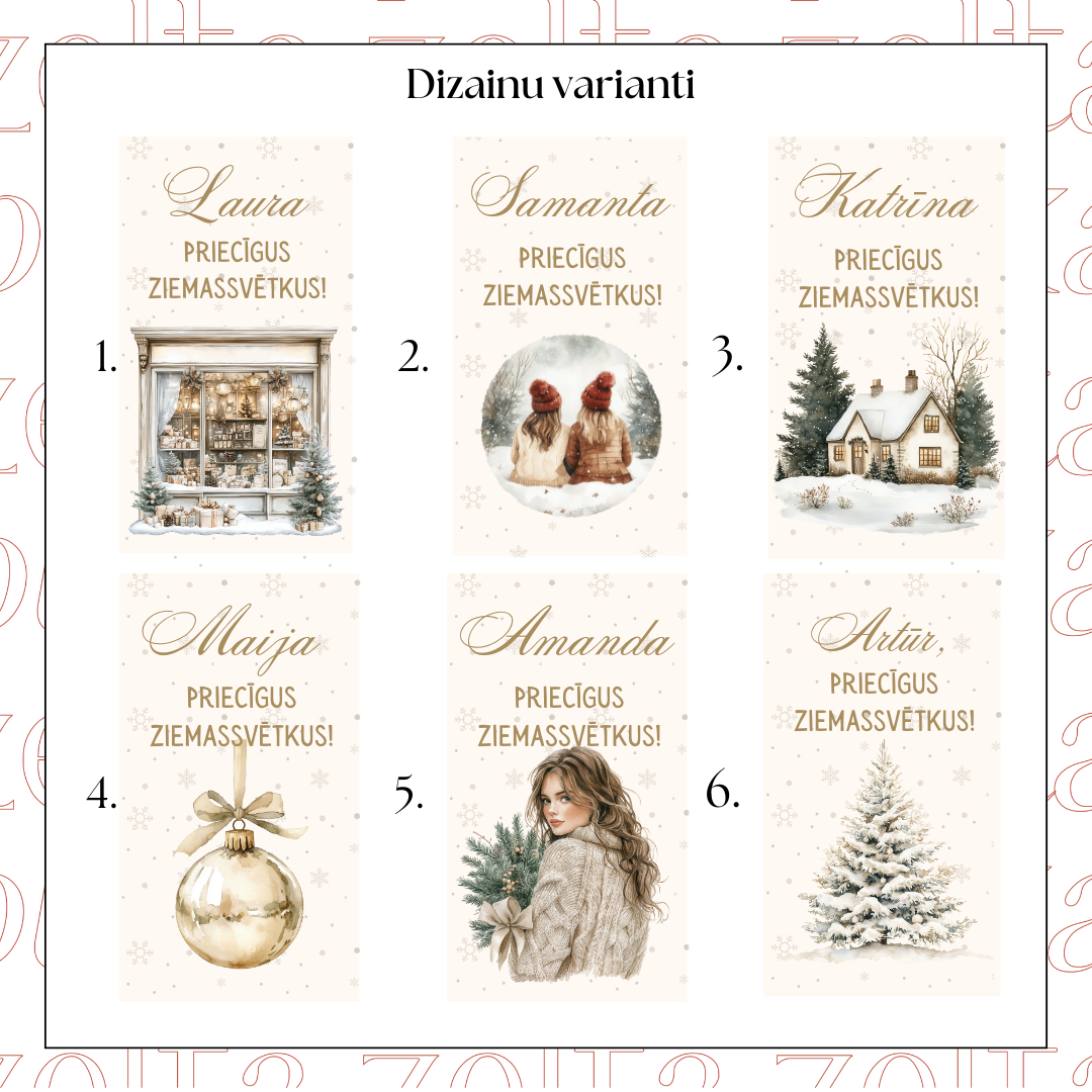 BOHO ZIEMASSVĒTKI - personalizētas šokolādes ar vārdu - Zelta Pūka