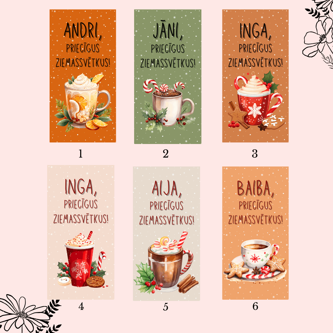"Ziemassvētku latte" personalizētas šokolādes ar vārdu - Zelta Pūka