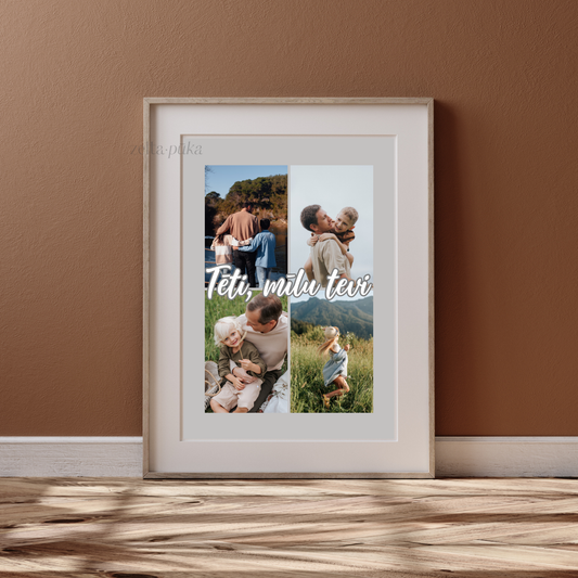 Tēti, mīlu tevi - personalizēts sienas plakāts ar jūsu fotogrāfijām
