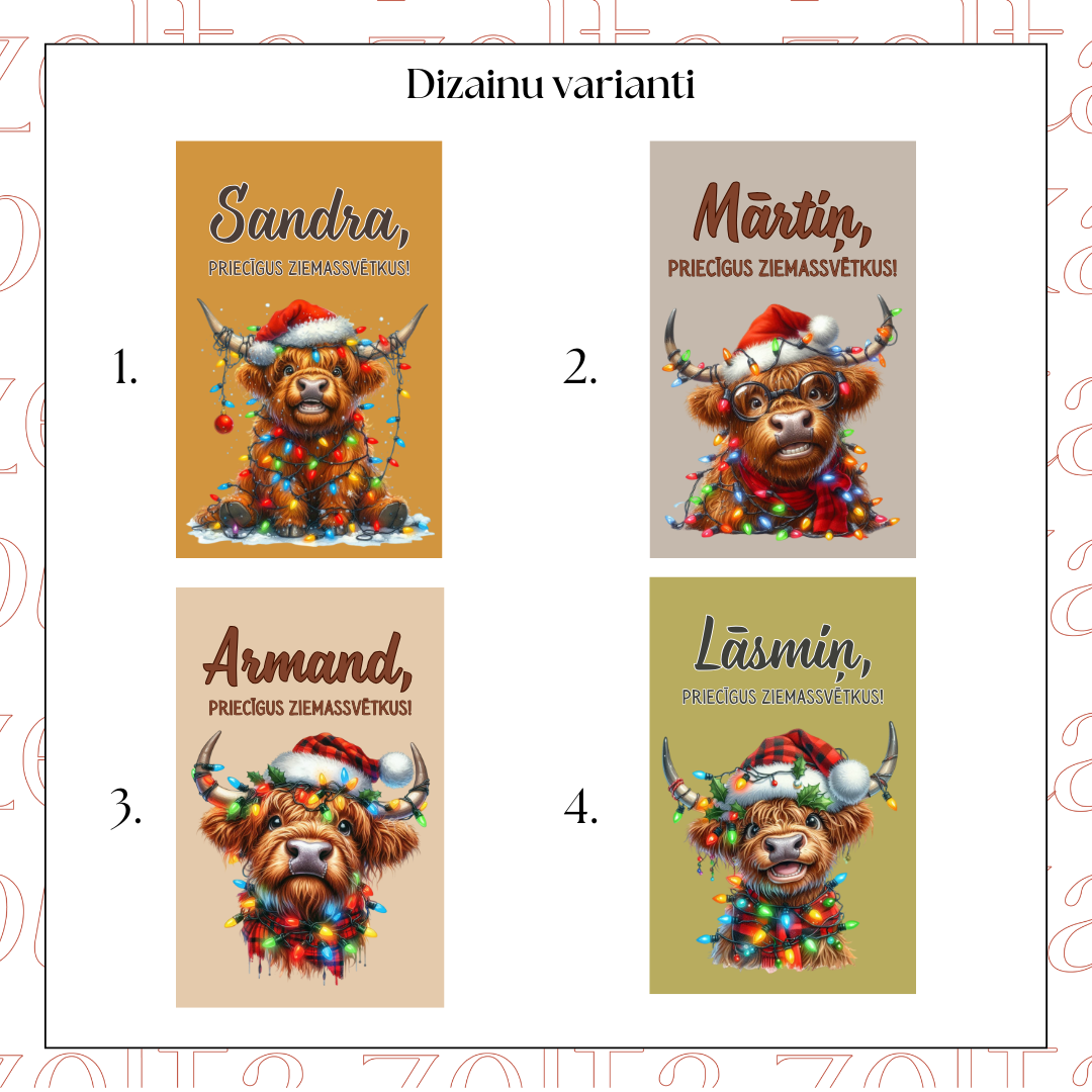SVĒTKU JAUTRĪBA personalizēta šokolāde ar vārdu - Zelta Pūka