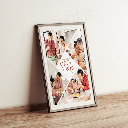 Labākais tētis - personalizēts sienas plakāts ar jūsu fotogrāfijām - Zelta Pūka