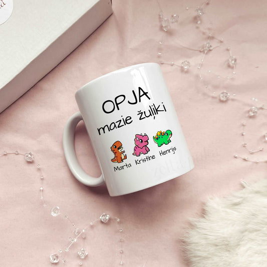 Mazie žuļiki - personalizēta krūze ar dinozauriņiem - Zelta Pūka