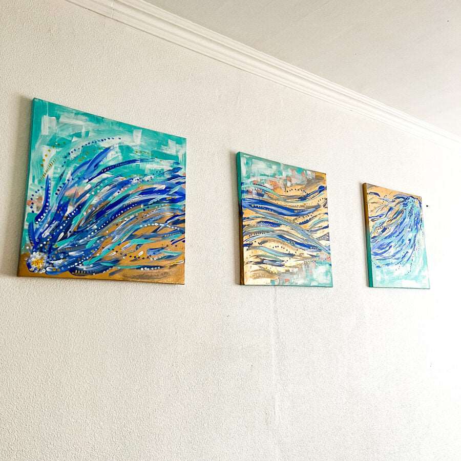 Gleznu komplekts 3gb. 40x40cm - CEĻOJUMS - Zelta Pūka
