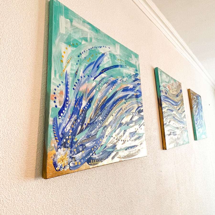 Gleznu komplekts 3gb. 40x40cm - CEĻOJUMS - Zelta Pūka