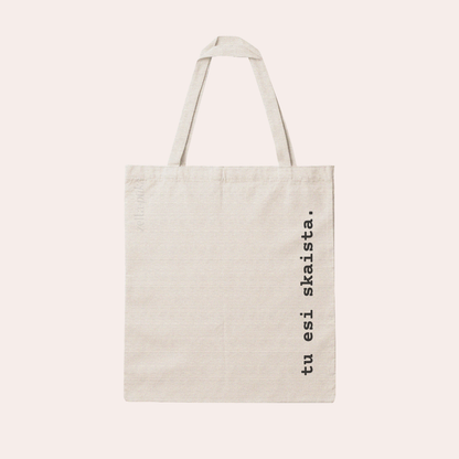 Personalizēta auduma tote soma ar tekstu · bēša