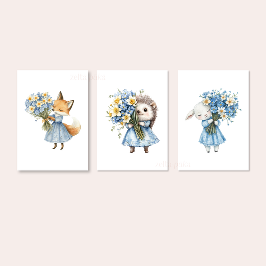 maigie zvēriņi · sienas plakātu komplekts bērnistabai (3 gab.)