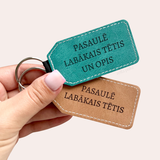 Taisnstūra ādas piekariņš ar apdruku - 3 krāsas