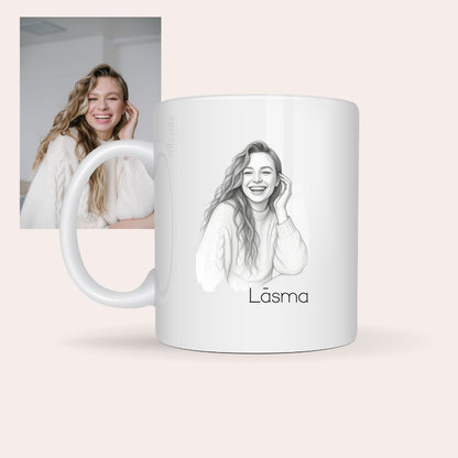 Tavas fotogrāfijas skice · personalizēta krūze - Zelta Pūka