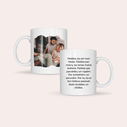 Personalizēta krūze ar fotogrāfiju un tekstu