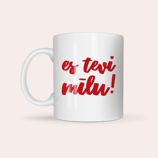 es tevi mīlu · dizaina krūze - Zelta Pūka