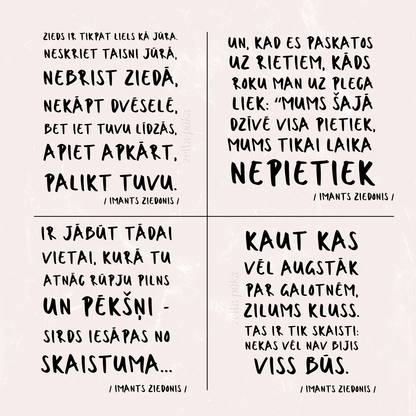 Krūzes ar Imanta Ziedoņa citātiem
