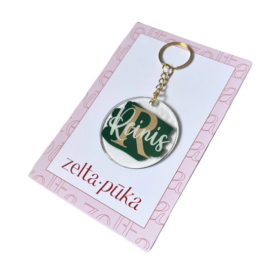 Atslēgu piekariņš ar personalizētu vārdu - 5cm - Zelta Pūka