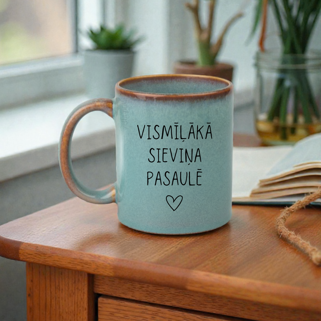 Tavs teksts · personalizēta māla imitācijas krūze