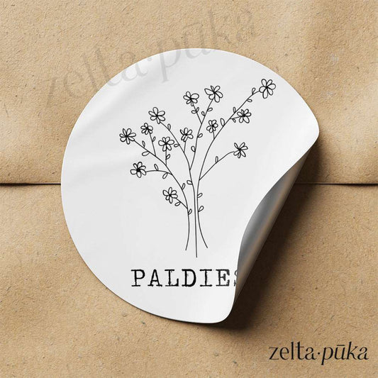 Melnbalta minimālisma "Paldies" uzlīme tavam iepakojumam - Zelta Pūka
