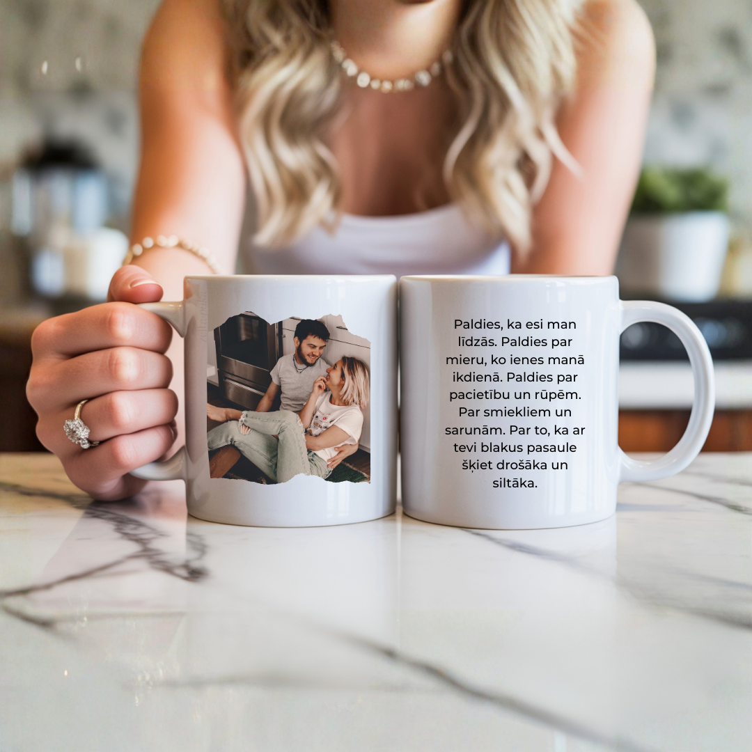Personalizēta krūze ar fotogrāfiju un tekstu