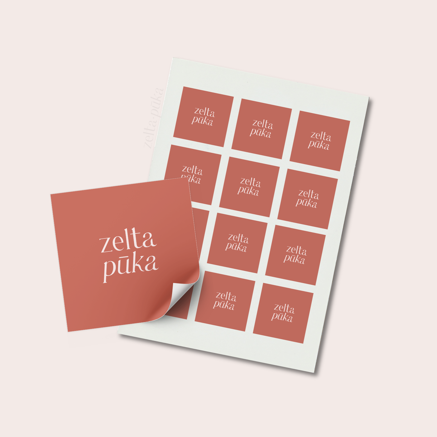Personalizētas kvadrāta uzlīmes ar Tavu logo - Zelta Pūka