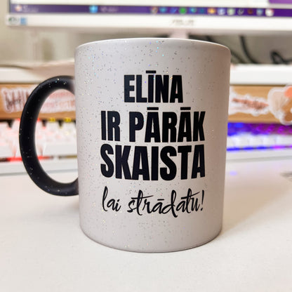 Maģiskā krūze ar spīdumiņiem, personalizētu tekstu vai foto