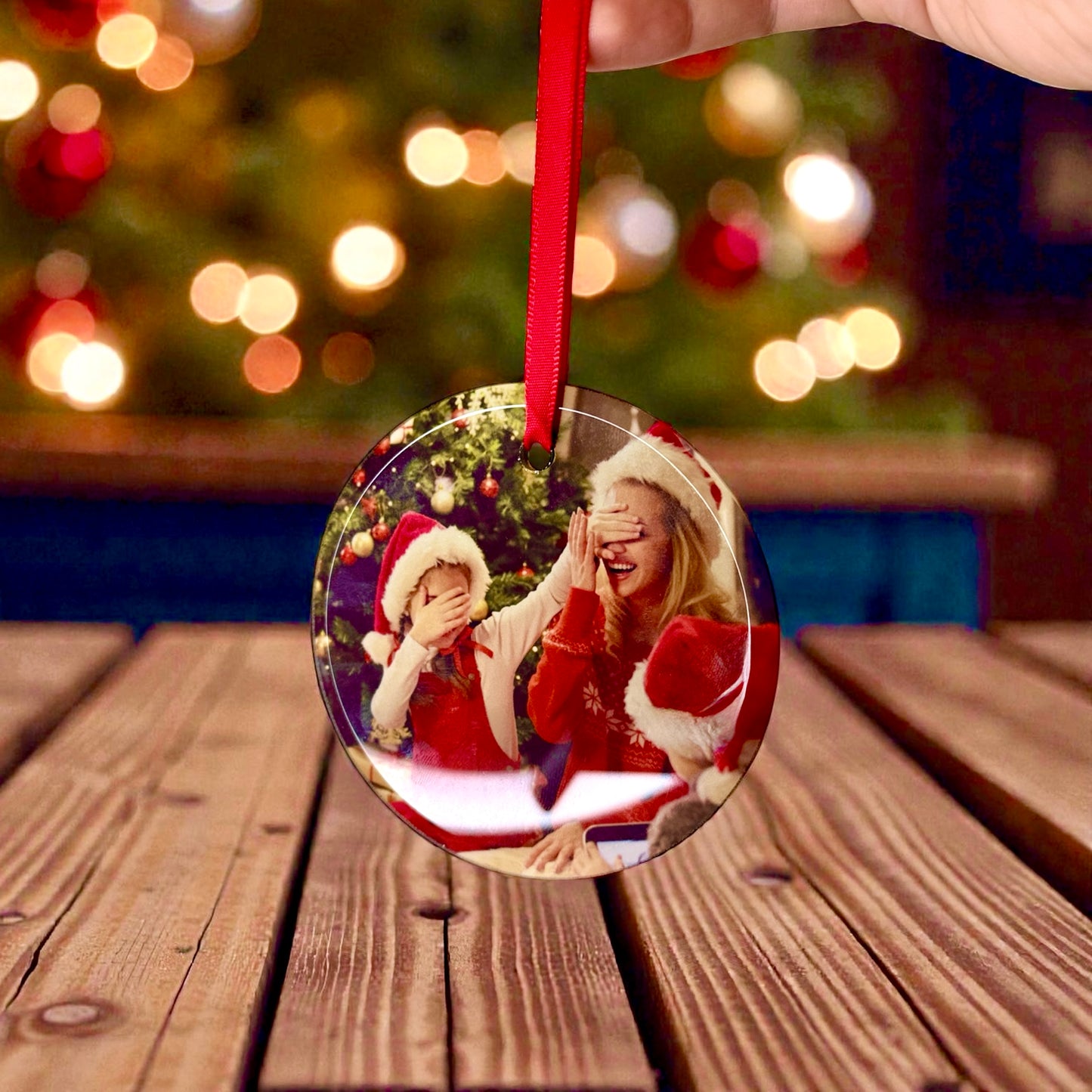 Stikla eglītes rotājums ar fotogrāfiju