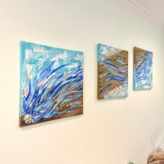 Set of 3 paintings. 40x40cm - JOURNEY