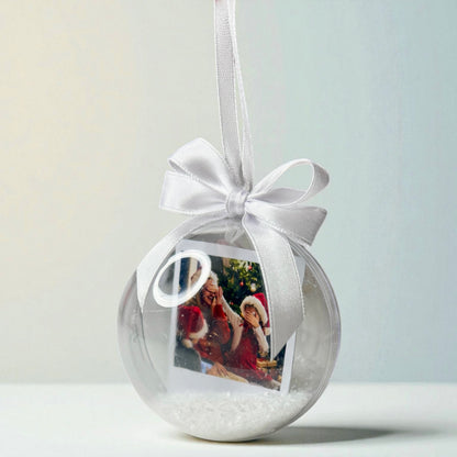 Personalizēta eglītes bumba ar sniegu un foto 8cm