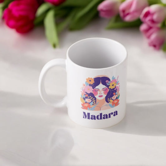 Sievišķība - personalizēta krūze ar tavu vārdu un afirmāciju - Zelta Pūka
